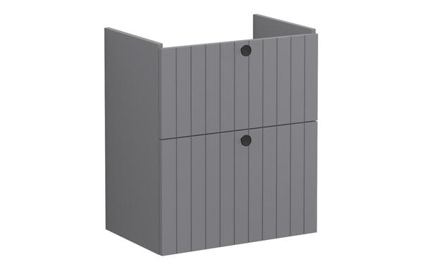 VitrA Root Groove 60cm 2 Drawer Slim Washbasin Unit - Matt Grey